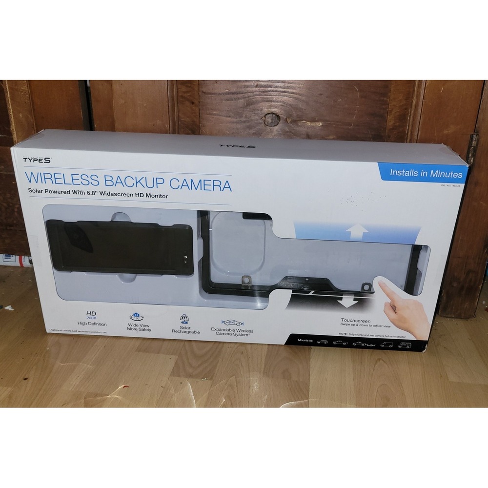 Type S Solar 6.8" HD Monitor Wireless Backup Camera NEW In Open Box